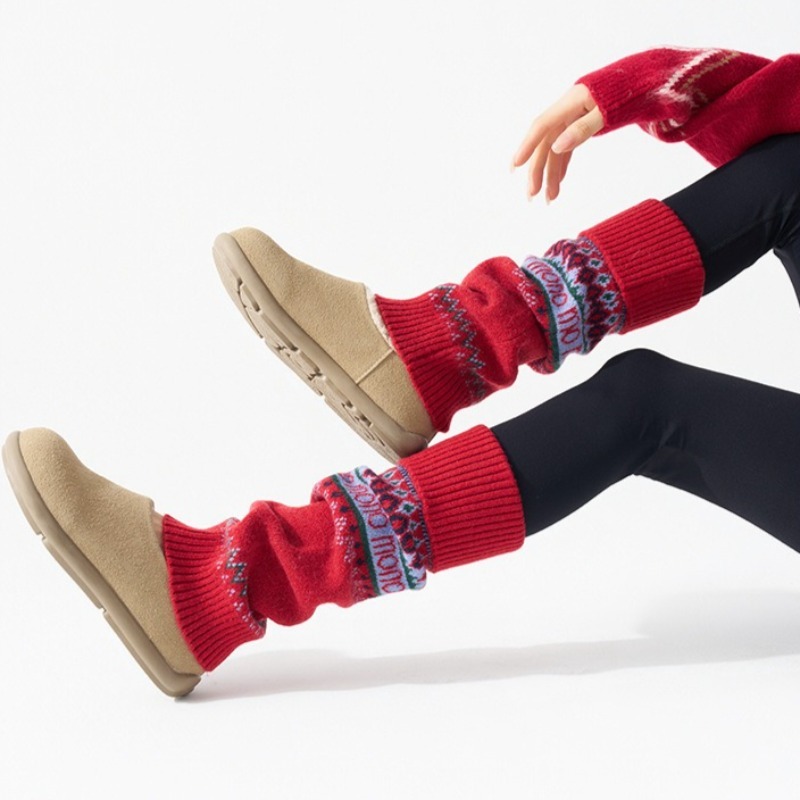 Boot Sock Slouchy - ​Fair Isle Knitted Leg Warmers Christmas