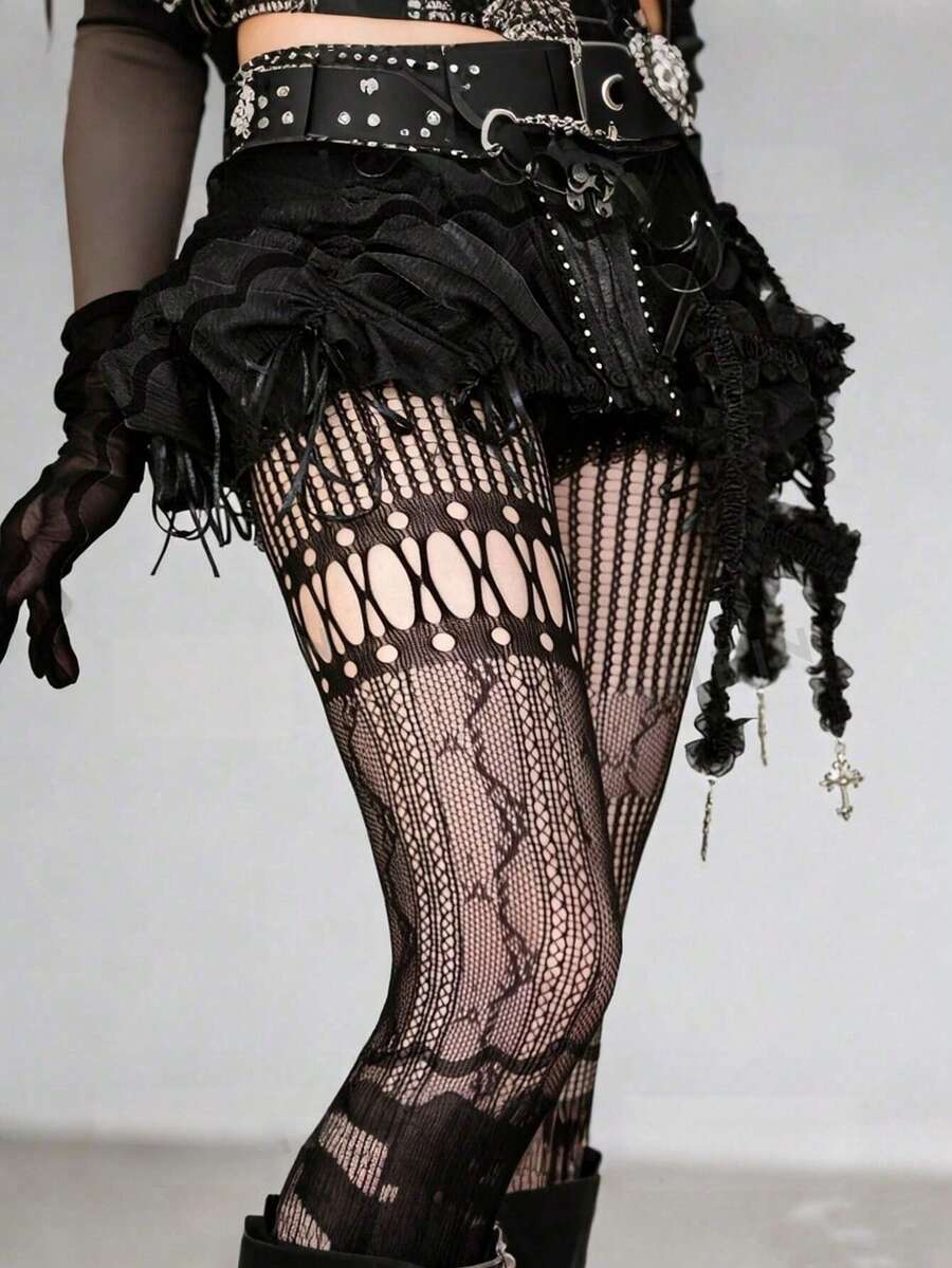 1pc Asymmetric Hollow Fishnet  - Fishnet Stocking Women 评论和价格