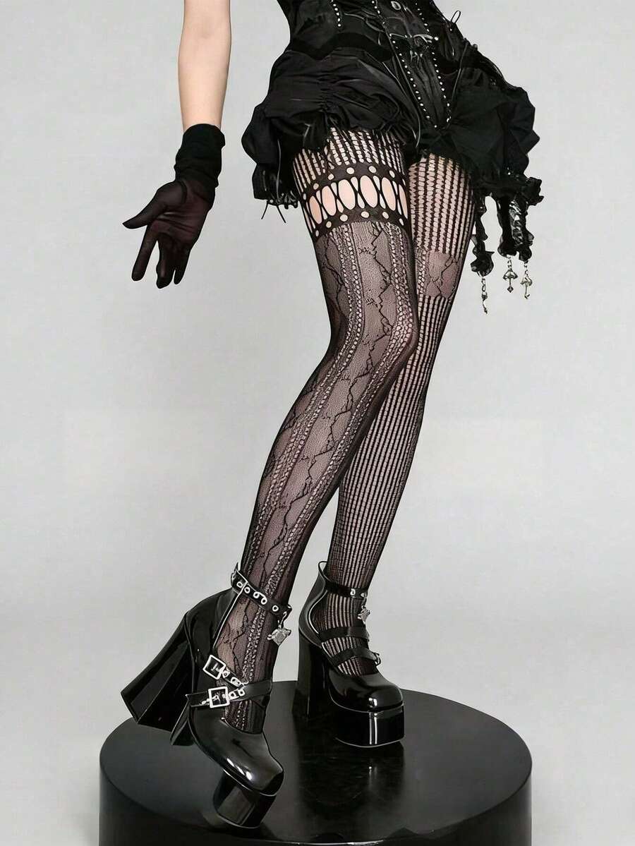 1pc Asymmetric Hollow Fishnet  - Fishnet Stocking Women 评论和价格