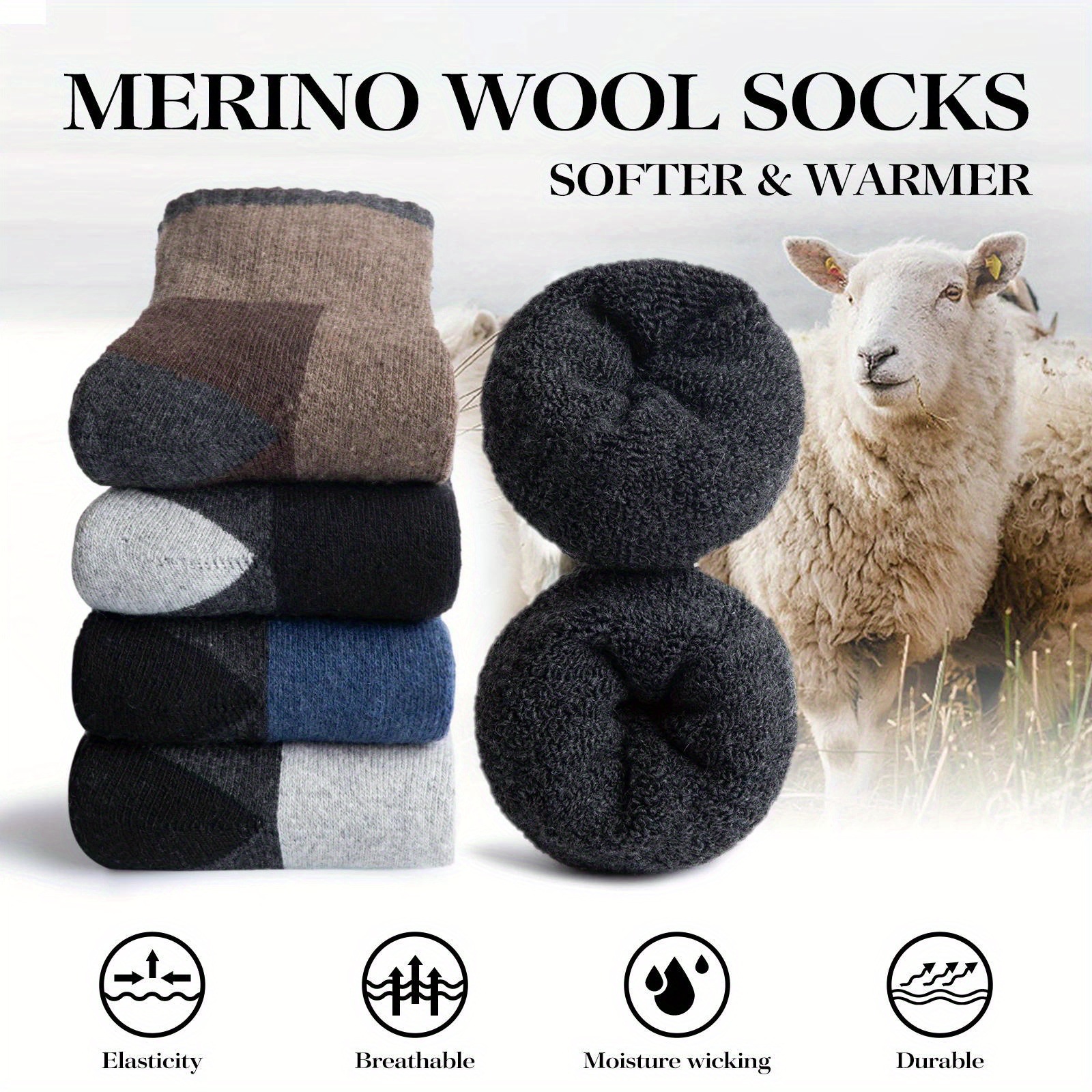Winter Merino Wool Socks Thick - Wool Hiking Sock 评论和价格