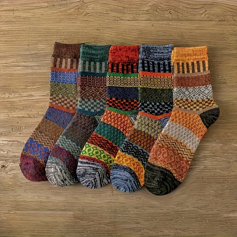5 pairs of retro ethnic style  - Thermal Sock Winter 评论和价格