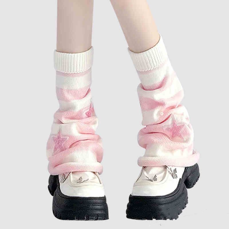 Y2K Striped Leg Warmers Star R - Boot Sock Slouchy 评论和价格