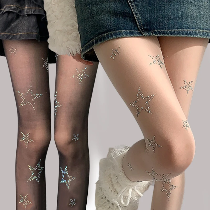 Y2k Star Diamond Rhinestone Fi - Fishnet Stocking Women 评论和价格