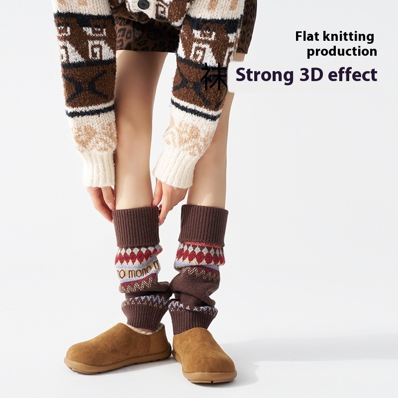 ​Fair Isle Knitted Leg Warmers - Boot Sock Slouchy 评论和价格