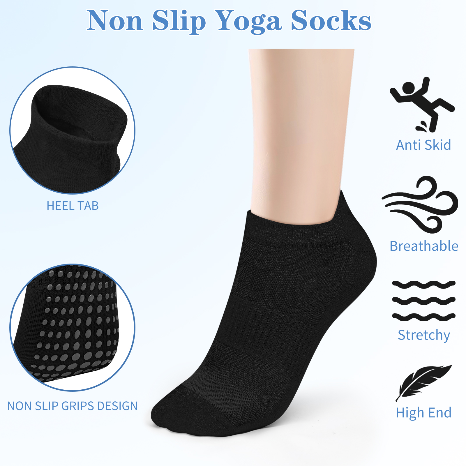3 Pairs Yoga Socks Women Cotto - No Show Sock Women 评论和价格
